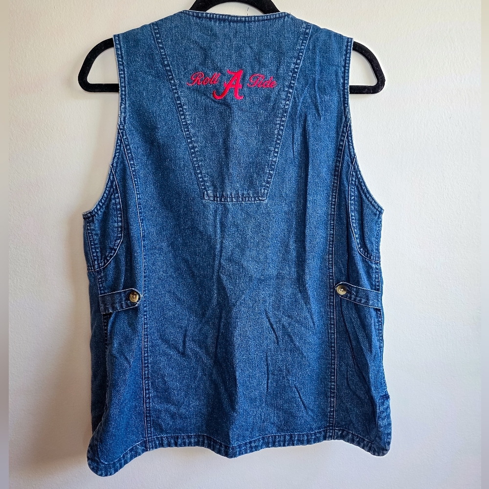 Vintage Alabama Roll Tide Denim Football Vest - Picture 5 of 6